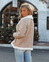 Pine Hollow Pocketed Faux Suede Sherpa Jacket - Sand - FINAL SALE Ins Street